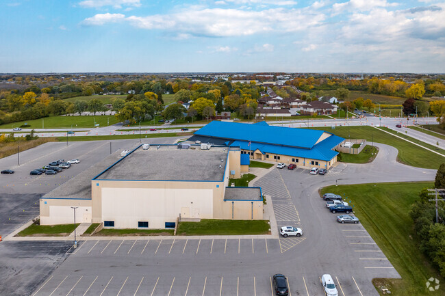 An aerial view of Darrell L. Hines Academy in the Menomonee River Hills neighborhood.