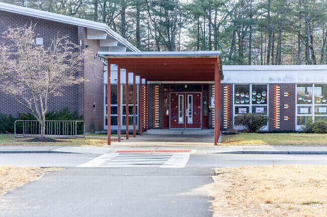 The main entrance to the John F. Kennedy Elementary School in Billerica, MA.