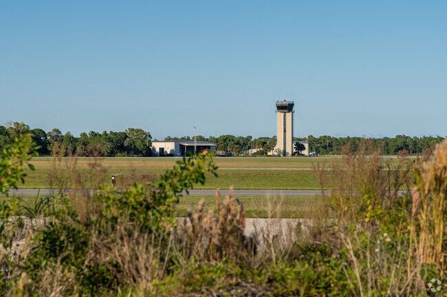 The local airfield's control tower in view.