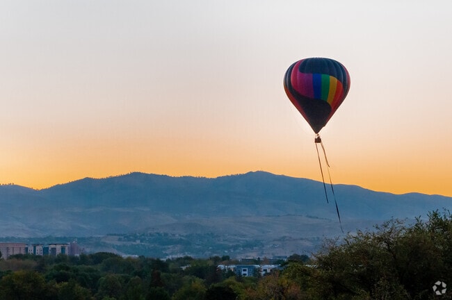 Hot air balloons can be seen flying over the Vista neighborhood.