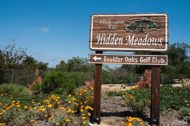 The signage for Boulder Oaks Golf Club in Hidden Meadows.