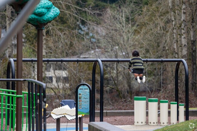 Make sure to check out the elaborate playground setup while visiting Lake Meridian Park.