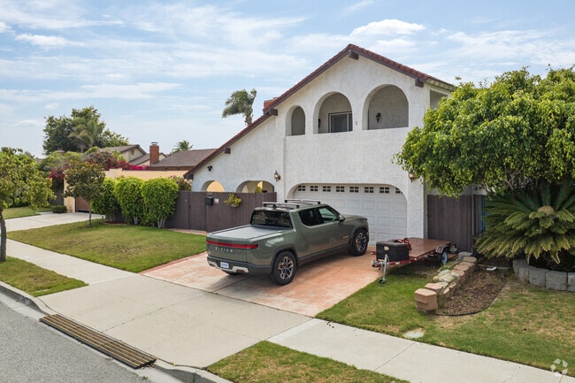Spanish style two story homes are common in the Marina West neighborhood.