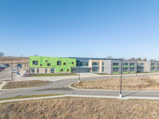 Pope Farm Elementary School has a unique green facing.