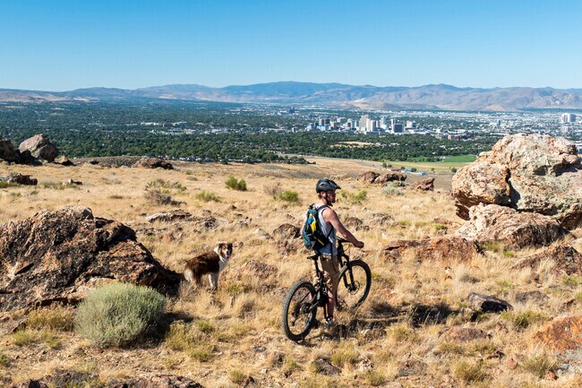 Mountain biking on nearby trails is one of Sky Ranch's best outdoor activities.