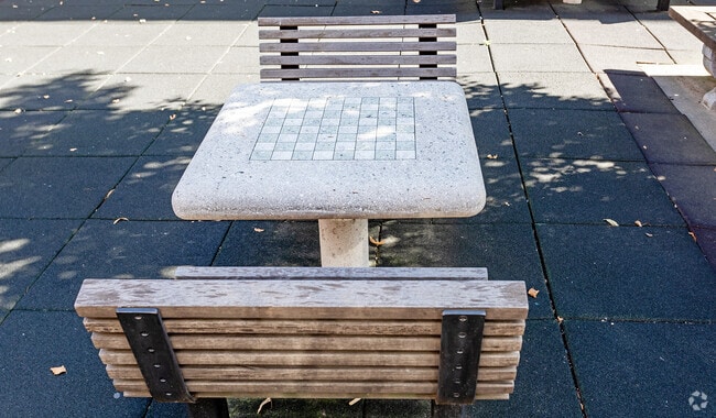 MS 243 Center School has chess tables for students to use during breaks.