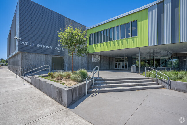 Vose Elementary School entrance in the neighborhood of Vose.