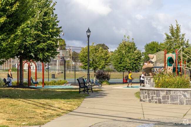 Kids play at the Jacob Scharf Playground in Glendale.