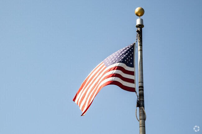 Flags fly high with student pride at Great Lakes Elementary School in Superior Wisconsin.