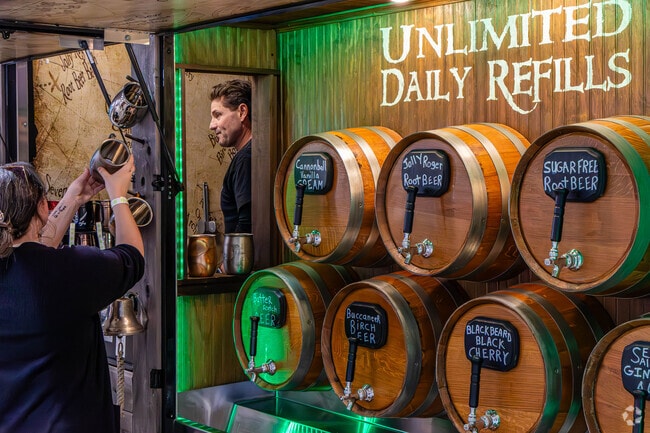 Barrels of fresh root beer are available with free refills at the Mac & Cheese Mayhem event.