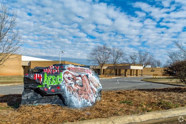 Kings Mountain Middle School student celebration boulder.
