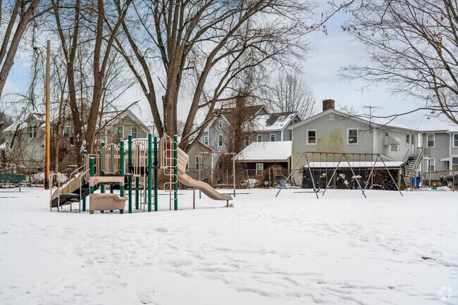 The Agnes Fox Playground in Northampton has swings, play set and large open field.
