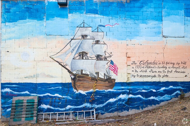 A mural in Norwell pays homage to the Columbia, the first American ship to circle the globe.