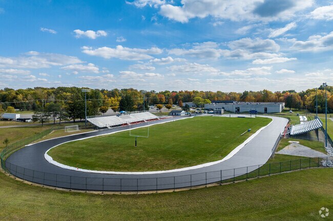 Student athletes hold practice at the school track Mifflin High School in Easton,