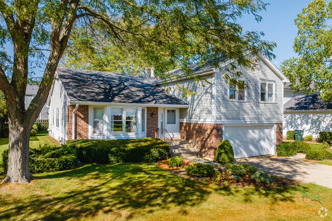 Split-level homes, shaded by mature trees, can be found throughout Terramere.