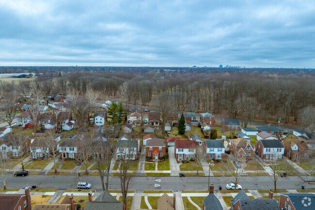 The unique character of the neighborhood from a bird's-eye perspective.