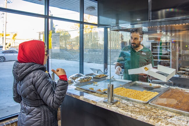 Holy Land International Market in Copernicus Park serves fresh-baked goods and halal meals.