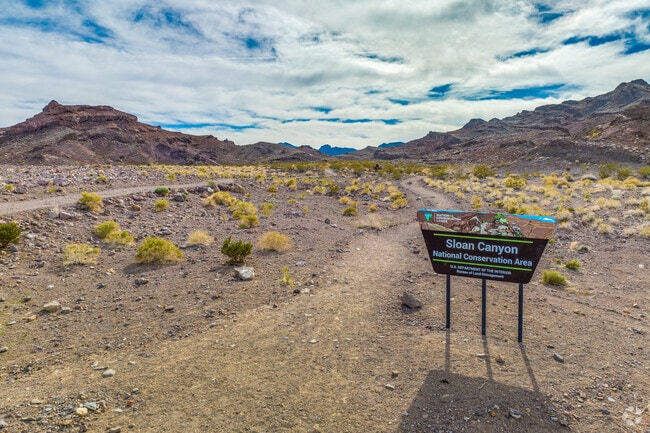 Sloan Canyon National Conservation Area surrounds Anthem Highlands with hiking and nature.