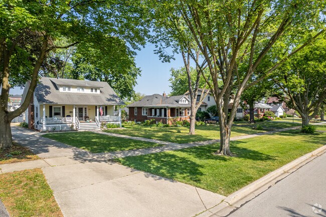 Rows of homes are each unique in architectural design in North Lombard.
