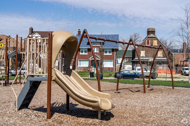 Kids will enjoy playing outdoors on Gordon Park's jungle gym.