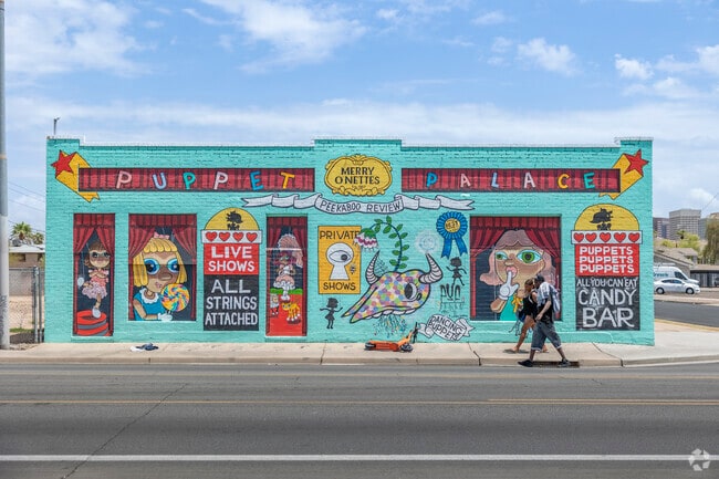 Luster Kaboom, a Phoenix local artist, painted one of the most unique murals in Governmental Mall.