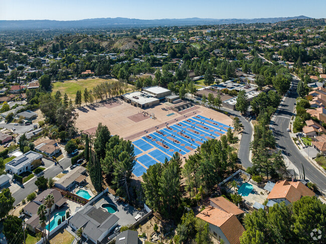 A view of the sport courts at Robert Frost Middle School
