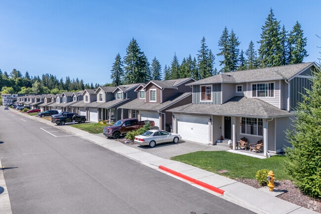Contemporary homes line the streets of Granite Falls with a welcoming community.