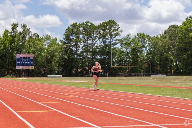 Visitors can jog on the track at Park West Recreation Fields.