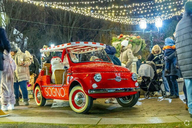 A cute car on dispaly at The Lighting Of The Trees Celebration in Winchester, MA.