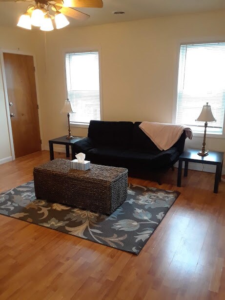 Living room with futon bed.