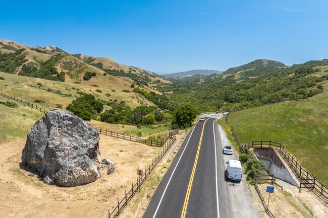 Big Rock can be seen at the highest point in Lucas Valley along Lucas Valley Rd.
