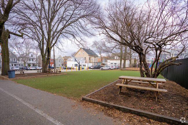 Prospect Hill Academy in East Somerville has a schoolyard with a turf area.