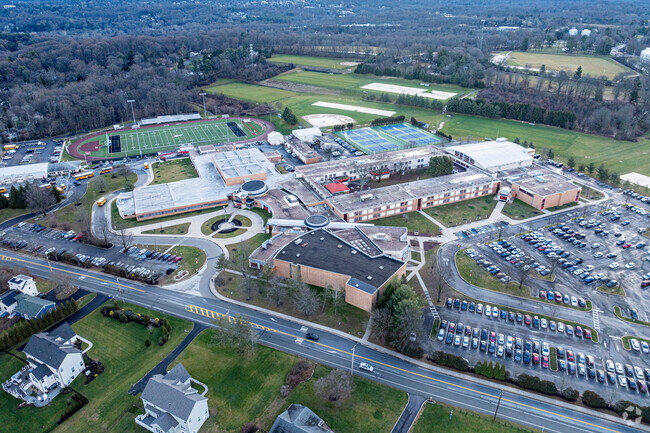 Penncrest High School's huge campus is shown in this aerial view.