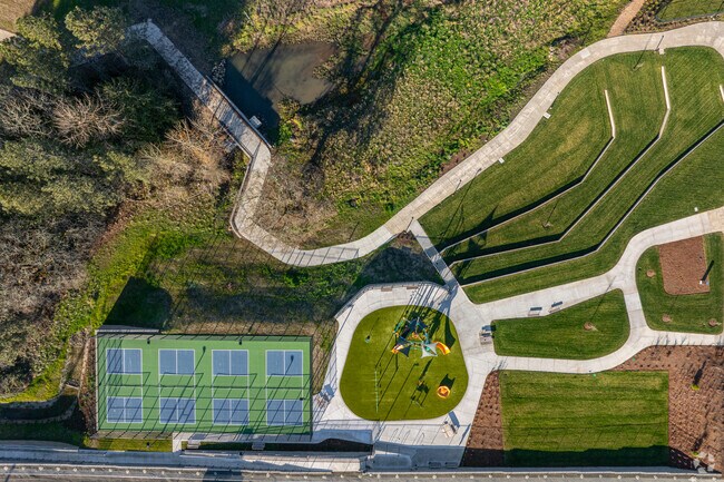 Blueberry Hill Park offers sports courts, modern playgrounds and green spaces in River Terrace.