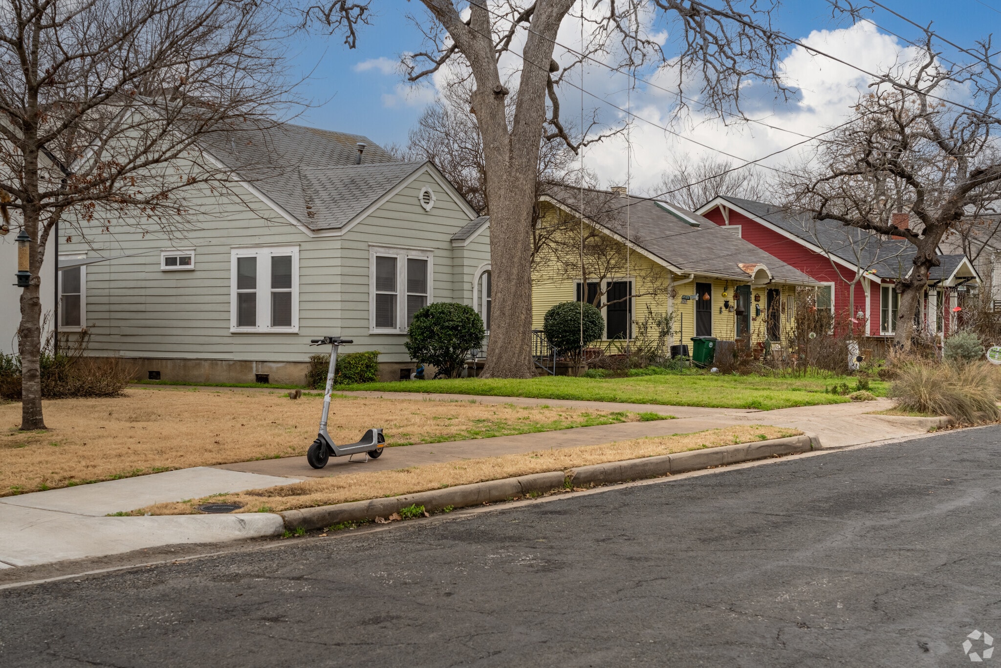 Houses painted with bold colors can often be found in Heritage.
