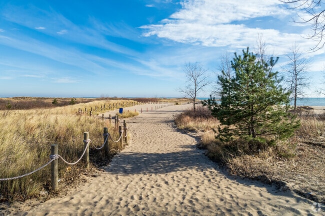 The Waukegan Municipal Beach features sandy beaches and scenic views of Lake Michigan.