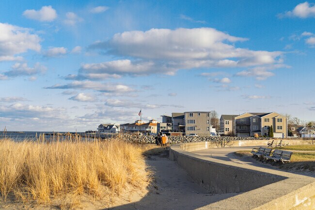 Large homes are found along the coast, waterfront of Downtown Winthrop.