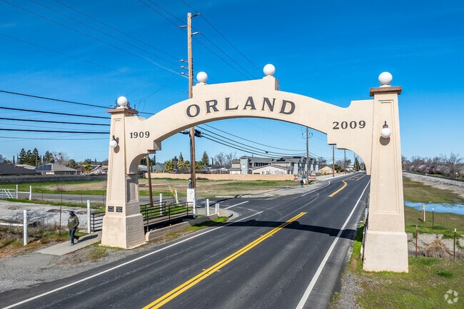 The arch entering Orland was built in 1909 and was restored in 2009.
