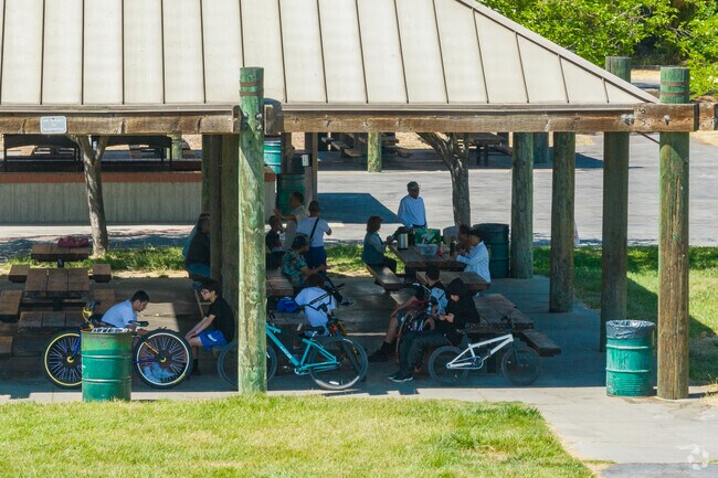 Kids escaping the summer sun in Hidden Glen, San Jose, California.