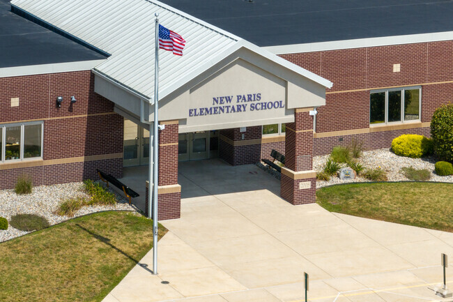 New Paris Elementary School's main entrance.