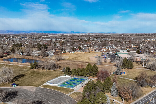 Woodglen Park and nearby Woodglen Elementary School in Thornton, Colorado.
