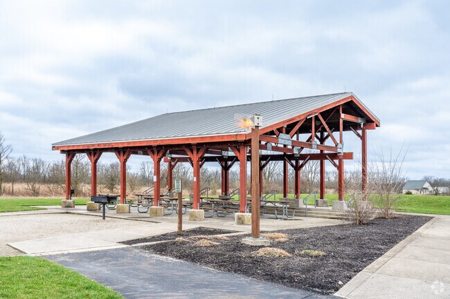Prairie Oaks Metro Park offers a spacious pavilion perfect for picnics, reunions, and outdoor events.