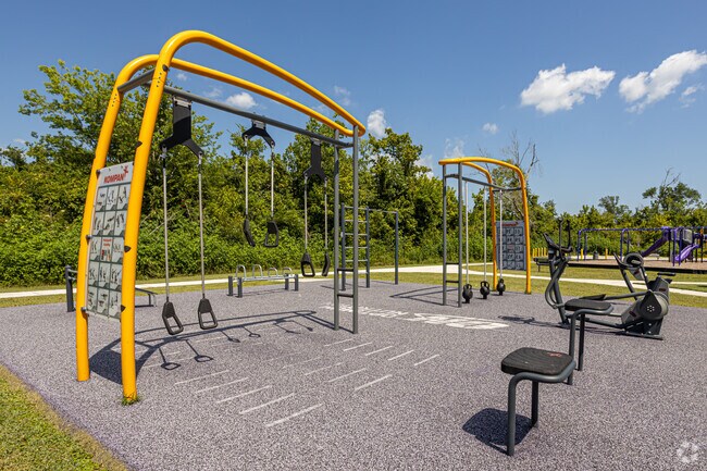 Parquet Park offers outdoor exercise equipment to residents.