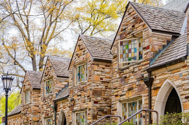 Rhodes College just south of Hyde Park is a beautiful campus with unique stone architecture.