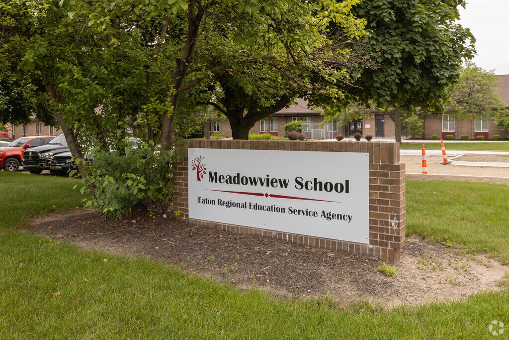 Entrance sign to Meadowview School part of Eaton Regional Education Agency.