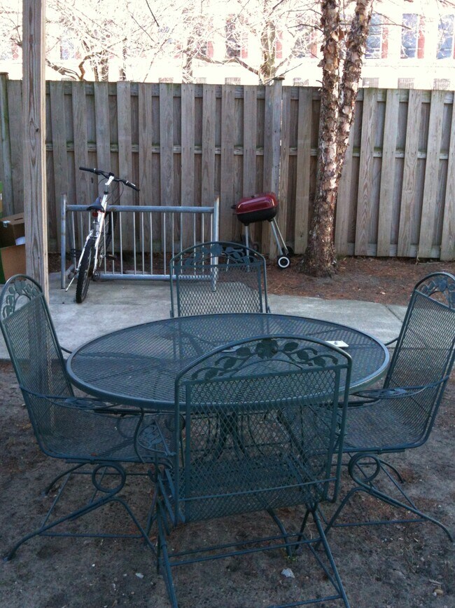 Patio furniture and bike rack