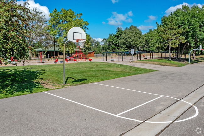 View of the basketball court at Prairie View Elementary located in Eden Prairie MN.