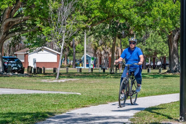 MacFarlane Park has a nice bike path for smooth sailing and no vehicle traffic to worry about.