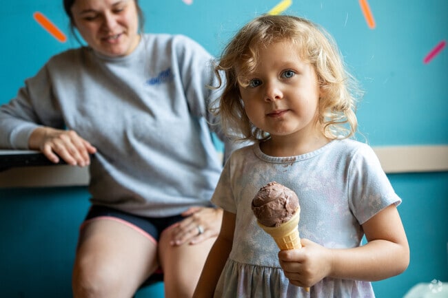 Muffins Ice Cream Shop is a short drive from the Cheeks neighborhood.