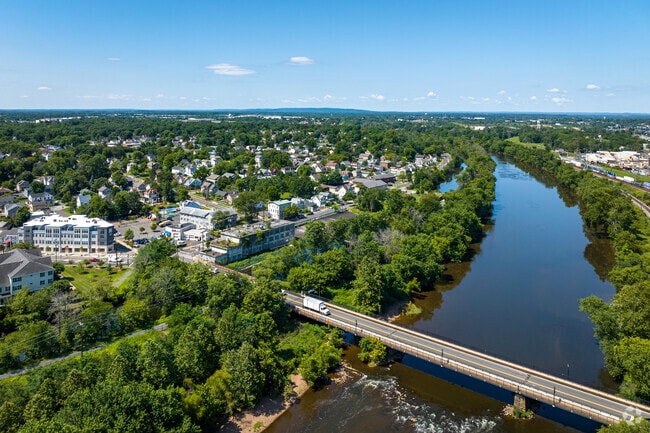 The Raritan River curves gracefully around South Bound Brook before flowing toward Raritan Bay.